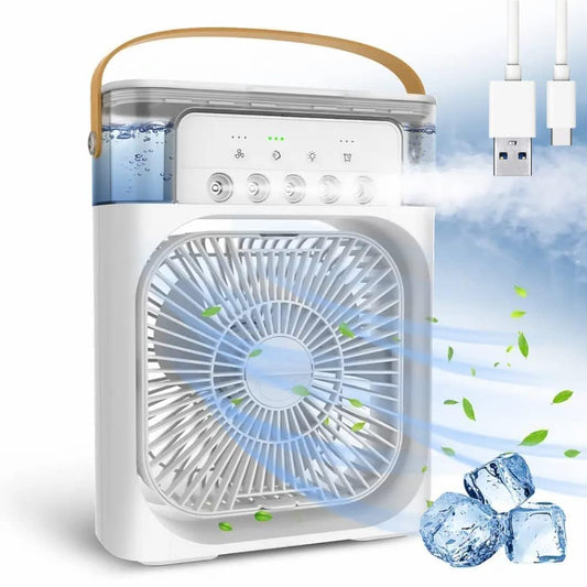 Mini Air Cooler | Water Cooler Fan | Water CoOler Small AC Portable for Office, Home Cooling, 7 Color LED and Timer, Summer Fan With USB Compatible 3 Fast Speed Mode Water Spray (White)