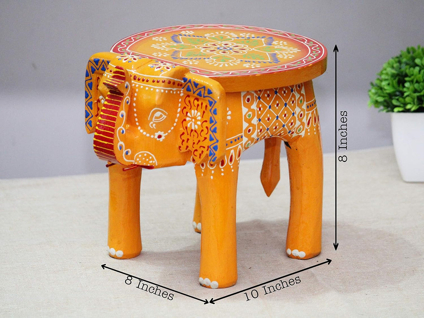 Wooden Painting Decorative Rajasthani Elephant Stool | Home Decorative Items | Showpiece