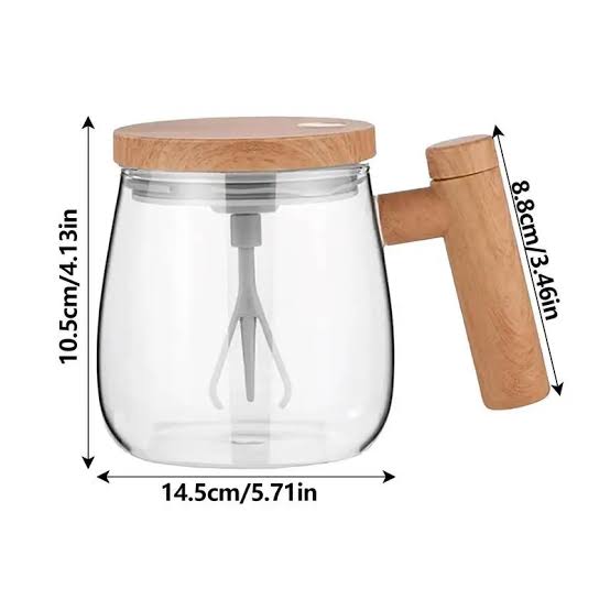Self Stirring coffee Mug, Glass Electric High Speed Mixing Cup, Automatic Mixing Mug Rotating, 400ml Battery Powered Stirring Cup to Stir Coffee/Milk/Protein Powder at Desk