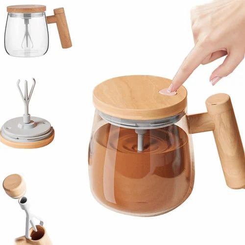 Self Stirring coffee Mug, Glass Electric High Speed Mixing Cup, Automatic Mixing Mug Rotating, 400ml Battery Powered Stirring Cup to Stir Coffee/Milk/Protein Powder at Desk