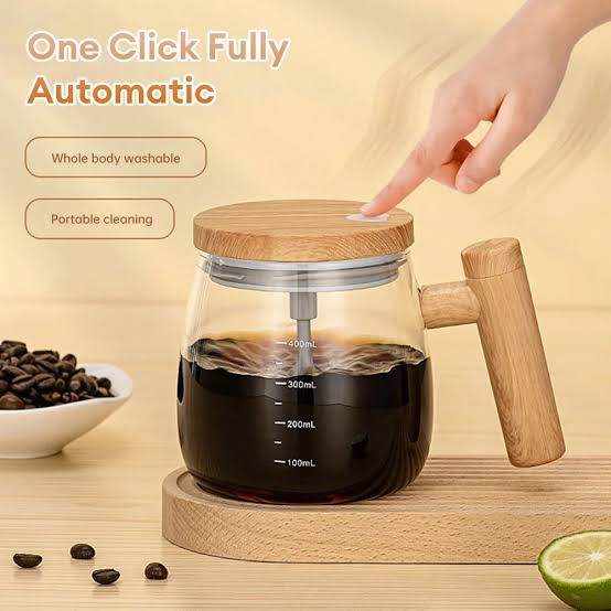 Self Stirring coffee Mug, Glass Electric High Speed Mixing Cup, Automatic Mixing Mug Rotating, 400ml Battery Powered Stirring Cup to Stir Coffee/Milk/Protein Powder at Desk