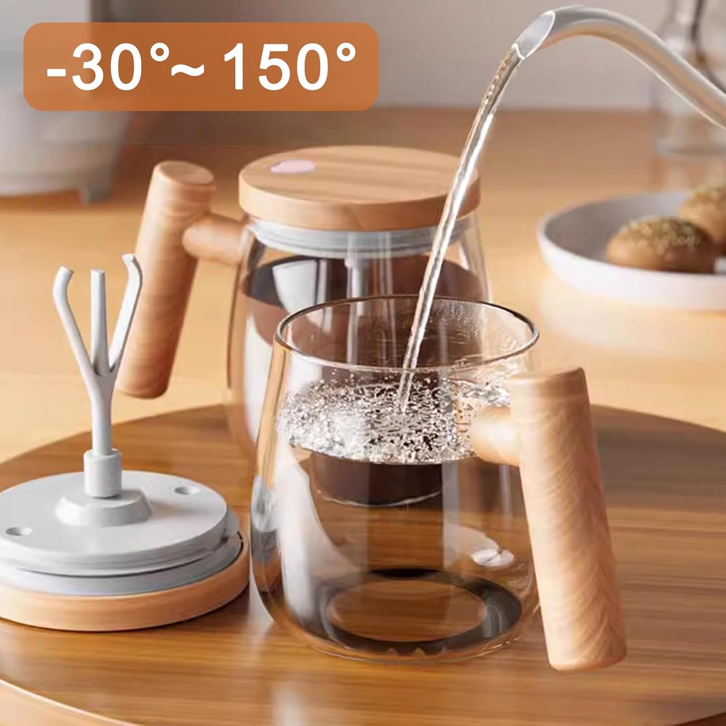 Self Stirring coffee Mug, Glass Electric High Speed Mixing Cup, Automatic Mixing Mug Rotating, 400ml Battery Powered Stirring Cup to Stir Coffee/Milk/Protein Powder at Desk